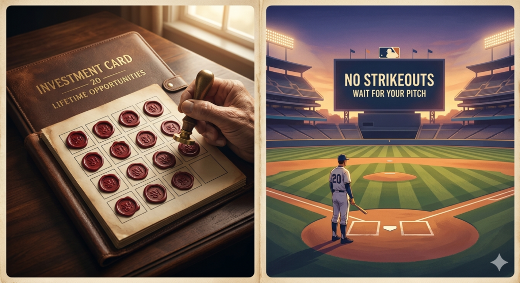 워런 버핏의 도장 투자법과 삼진 아웃 없는 야구장 비유 시각화