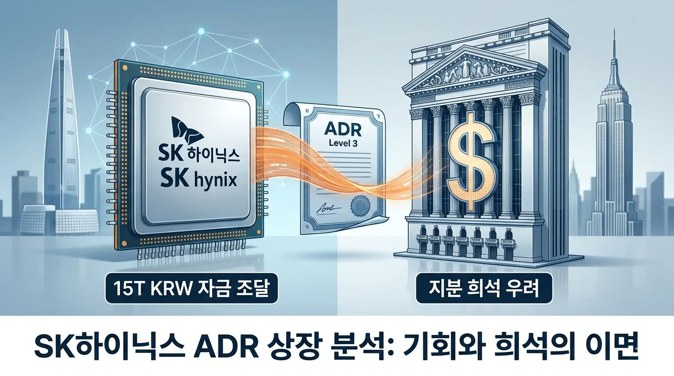 SK하이닉스 ADR 상장 구조와 지분 희석 분석 일러스트